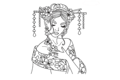 Asian woman Machine Embroidery Design Product Image 1