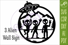 Alien Wall Art UFO Sign Laser Cut File SVG Funny Sci Fi Product Image 4