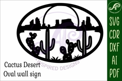 Southwest Desert Wall Art SVG, Monument Valley Cactus Oval Product Image 4
