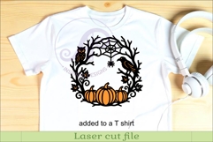 Halloween Pumpkin Wreath SVG with Owl Raven Spider Web Laser Product Image 4