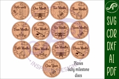Plane themed Baby monthly milestone discs SVG laser Product Image 4