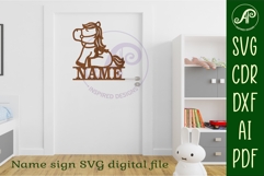 Cute Horse name sign svg laser cut template Product Image 4