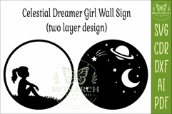 Celestial Dreamer Girl Space Wall Sign Laser Cut SVG Product Image 4