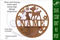 Deer and bunny Newborn Baby stats, Birth plaque, name Product Image 4
