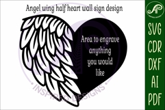 Angel wings half heart wall sign, SVG file. Product Image 4