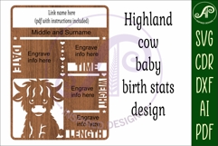 Highland cow Newborn Baby stats, Birth plaque, name Product Image 4