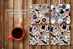 square coaster sublimation - halloween ghost pattern Product Image 1