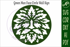 Green Man Circle Wall Art SVG, Greenman Face Laser Cut File Product Image 4
