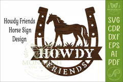 Howdy Friends Horse Sign SVG Western Ranch Decor Horseshoe Product Image 4