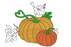 Two Pumpkins with leaves Embroidery Design Product Image 1