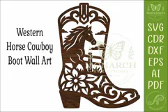 Western Horse Cowboy Boot Wall Art SVG Laser Cut Farmhouse Product Image 4