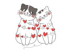 Valentine Cats, Machine Embroidery File Product Image 1