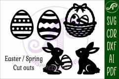 Spring / Easter silhouettes laser cut outs SVG 1 Product Image 4