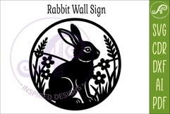Woodland Rabbit Wall Art SVG, Bunny Round Sign for Laser Product Image 4