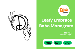 Leafy Embrace Boho Monogram Product Image 1