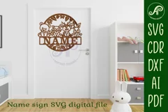 cute Woodland animals name sign svg laser cut template Product Image 4