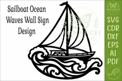 Sailboat Ocean Waves Wall Art SVG Nautical Coastal Laser Cut Product Image 4