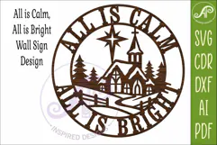 All Is Calm All Is Bright Christmas Church Wall Sign SVG Product Image 4