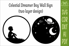 Celestial Dreamer Boy Space Wall Sign Laser Cut SVG Product Image 4