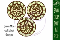 Green man Face clock wall clock laser cut file Product Image 4