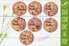 Gnome Baby Milestone Discs SVG for Laser Cutting Product Image 4