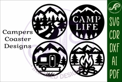 Camper Coasters, laser cut out camping, mountains designs 2 Product Image 4