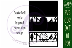 Basketball male scene name sign SVG 3 layer laser cut Product Image 4