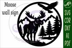 Moose mountain scene wall sign svg laser cut Product Image 4