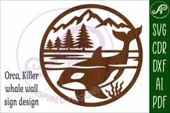 Orca, killer whale coastal scene wall sign svg laser cut 1 Product Image 4