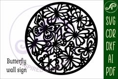 Butterflies circle wall sign, SVG file. Product Image 4