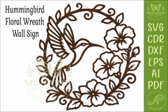 Hummingbird Floral Wreath SVG, Elegant Bird Wall Art Laser Product Image 4