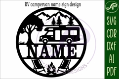 RV camper van name sign svg laser cut template Product Image 4