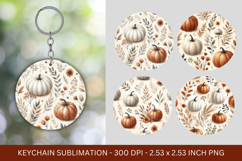 keychain sublimation - floral pumpkins Product Image 1