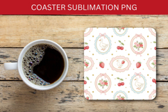 square coaster seamless pattern - swan strawberry Product Image 1