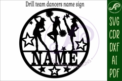 Drill team Cheerleaders name sign svg laser cut Product Image 4