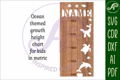 Ocean animals personalized kids height chart in Metric Product Image 4