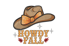 Howdy Fall, Western Hat, Cowgirl hat. Machine embroidery Product Image 1