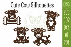 Cute Cows Silhouettes SVG Farm Animal Laser Cut Files 2 Product Image 4