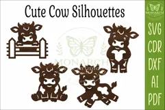 Cute Cows Silhouettes SVG Farm Animal Laser Cut Files 2 Product Image 4