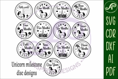 Baby monthly milestone discs SVG Unicorns theme Product Image 4