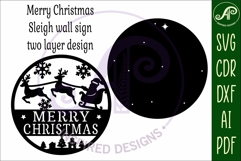 Merry Christmas Santa sleigh wall sign svg laser cut file Product Image 3