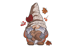 Fall Gnome with Acorn, Oak Nut, Machine embroidery. Product Image 2