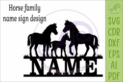 Horse Family Name Sign, Horse lovers SVG for Laser cutting Product Image 4