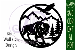 Bison mountain scene wall sign svg laser cut Product Image 4