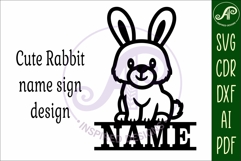 Cute Woodland Bunny name sign svg laser cut file Product Image 4