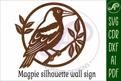 Magpie Bird wall sign svg laser cut Product Image 4