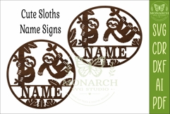 Cute Sloths Name Sign SVG | Personalized Jungle Wall Decor Product Image 4
