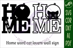 Home word with cat wall art sign, SVG file. vector Product Image 4