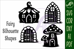 Fairy house and Doors silhouettes laser cut outs Product Image 4