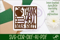 Teacher thank you square name sign svg laser Product Image 4